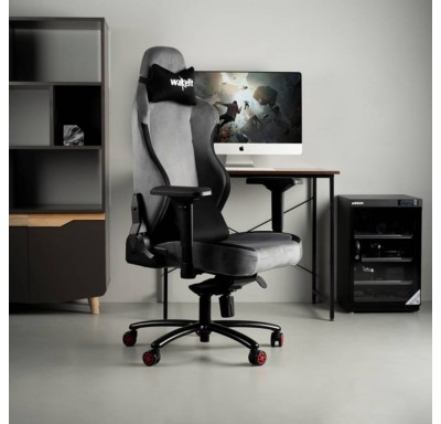 Mastero High Back Gaming Chair Fabric/Leatherette - Black & Grey - Multi Lock